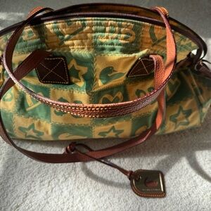 Dooney & Bourke Green and Brown Shoulder Bag with Classic Design